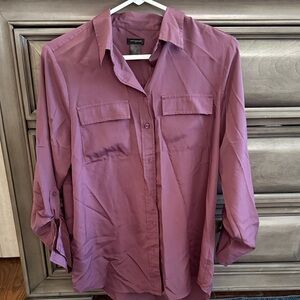 Ann Taylor Mauve Button-Up Blouse